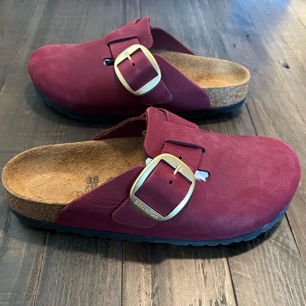 Birkenstock Boston Big Buckle Clogs Maroon